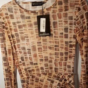 Sheer, animal print, long sleeved mini